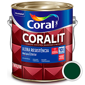 Esmalte Sintético Coralit Ultra Resistência Alto Brilho Verde Colonial Galão 3,6 Litros