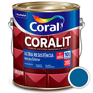 Esmalte Sintético Coralit Ultra Resistência Alto Brilho Azul França Galão 3,6 Litros