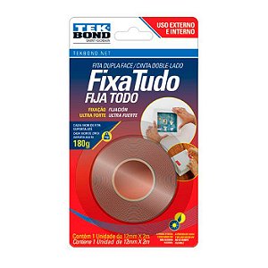 Fita Dupla Face Fixa Tudo Tek Bond 12 x 2m Uso Externo e Interno