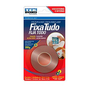 Fita Dupla Face Fixa Tudo Tek Bond 19 x 2m Uso Externo e Interno