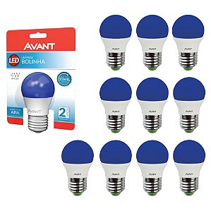 Lâmpada Avant Super LED Bolinha 4W Azul Kit com 10 Unidades