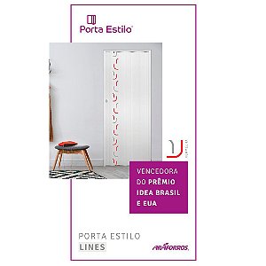 Porta Sanfonada Araforros Estilo 2,10 X 70 Branco e Vermelho