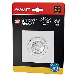 Spot Avant com Lâmpada Led Amarela Quadrado 3w 3000K