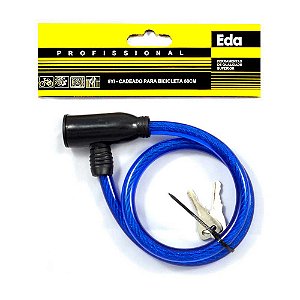 Cadeado para Bicicleta Bike EDA 60cm Azul com Chave