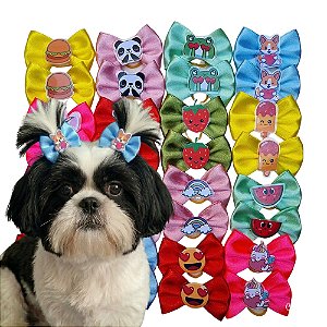 Laço Pet com Aplique e Cores Sortidos Tamamho M ( 10, 20, 50 ou 100 unidades)