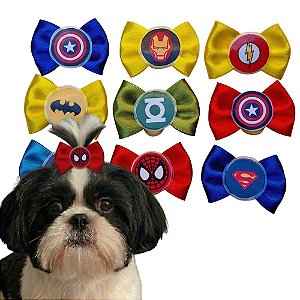10 Laços Pet Macho Super Heróis Sortidos M