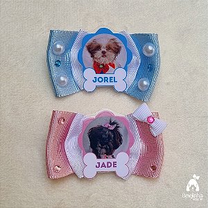 Laço Pet Topete Com Foto e Nome Personalizados