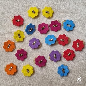 50 Flores Pet Para Penteado EVA com Strass Cores Sortidas