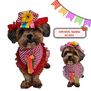 Conjunto Bandana e Chapéu de Palha Festa Junina Fêmea