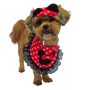 Conjunto Pet Minnie Bandana e Boné