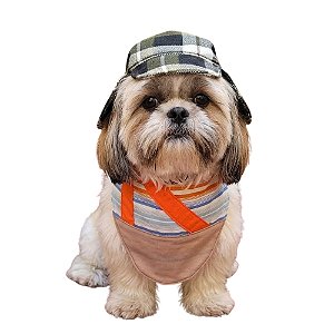 Conjunto Pet Bandana e Chapéu Regulável Chaves