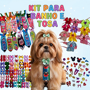 KIT Para Banho e Tosa Laços, Gravatas e Adesivos (Várias Opções)