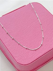 Choker fita bolinhas - Folheado a prata