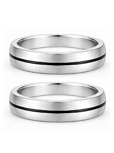 Par de Aliança Friso Black - Aço Inox