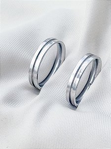 Par de Aliança friso - Aço Inox