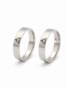 Par de Alianças HP Relíquias da morte - Aço inox