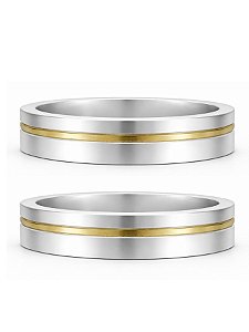 Par de Aliança fio de ouro - Aço Inox