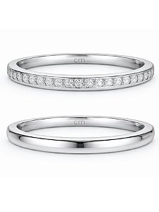 Par de Aliança Paris com pedra - Aço Inox