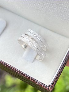 Par de Aliança Delicate com pedra - Prata 950