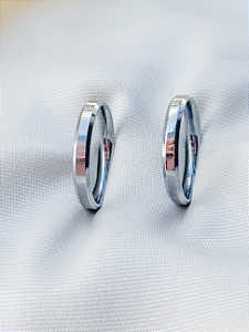 Par de Aliança Chanfrada 3mm - Aço Inox