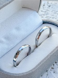 Par de Aliança Chanfrada 3mm - Aço Inox