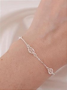 Pulseira mini folhas - Folheado a prata