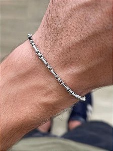Pulseira corrente trabalhada - Aço Inox