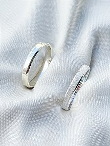 Par de Aliança Snow White 3mm - Prata 950
