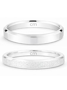 Par de Aliança Snow White 3mm - Prata 950