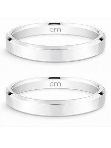 Par de Aliança Chanfrada - Prata 950