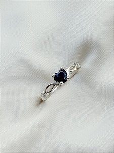 Anel Solitário Love Black - Prata 950