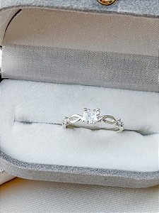 Anel Solitário Love Cristal - Prata 950