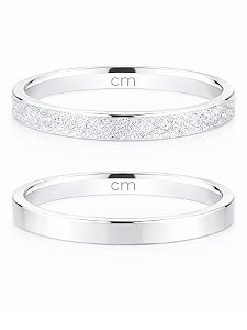 Par de Aliança Snow Reta 2mm - Prata 950