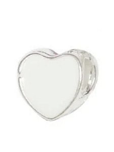 Berloque Separador Coração Branco - Folheado a prata