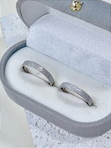 Par de Aliança diamantada 3mm - Aço Inox