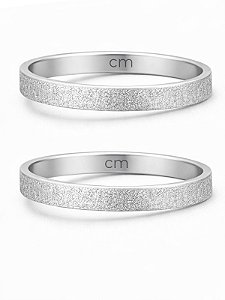 Par de Aliança diamantada 2mm - Aço Inox