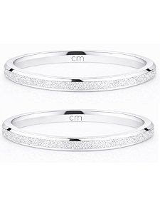 Par de Aliança Diamantada 2mm - Prata 950