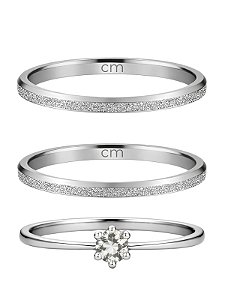 Par de aliança diamantada lover 2mm + Solitário - Aço Inox