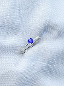 Anel Solitário Encanto Azul Royal - Prata 950