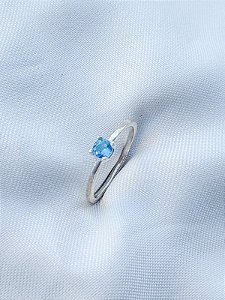 Anel Solitário Encanto Azul - Prata 950