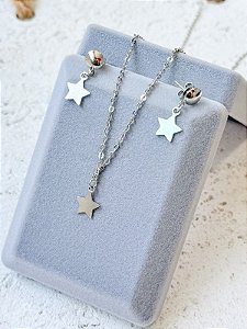 Conjunto colar + brinco estrela - Aço Inox