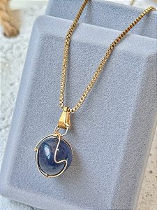 Colar Pedra da Estrela Dourado - Aço Inox