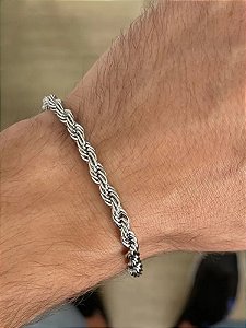 Pulseira cordao baiano 5mm - Aço Inox