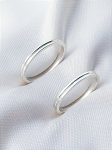 Par de Aliança friso 2mm - Prata 950
