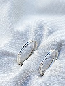 Par de Aliança friso 2mm - Prata 950
