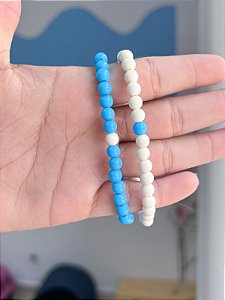 Pulseira Conexão de Casal - Azul e Bege