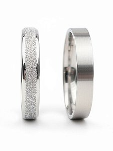 Par de Aliança Snow 4mm - Aço Inox