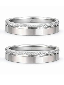 Par de Aliança Escovada - Aço Inox