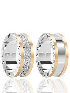 Par de Aliança Noviça - Prata 950 com capa de ouro 10k