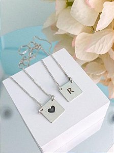Escapulário Personalizável Coração + Letrinha - Prata 925